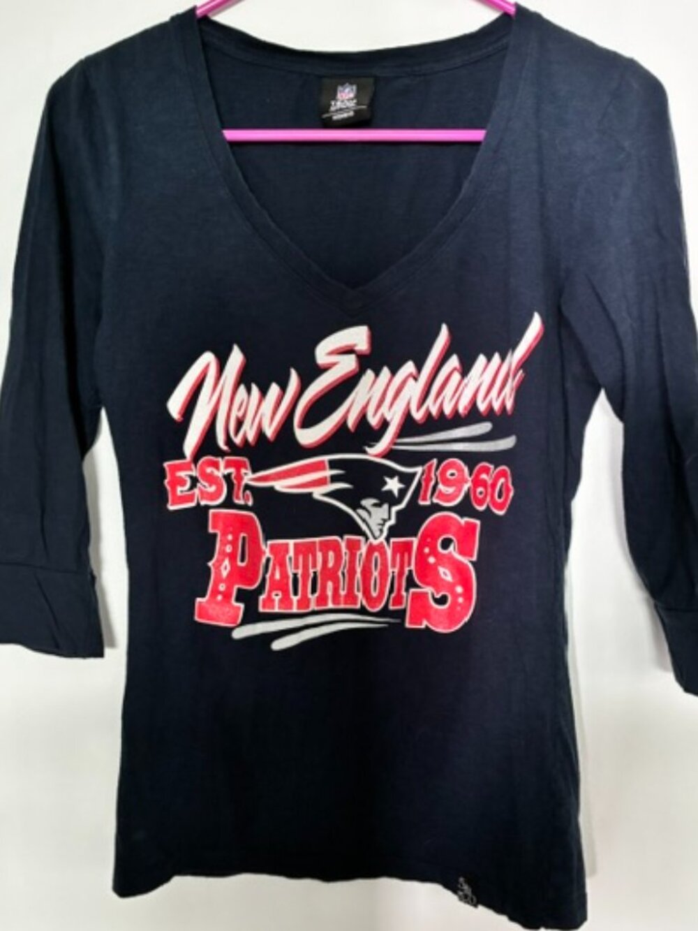 New England Patriot's 3/4 Sleeve Navy T-shirt
